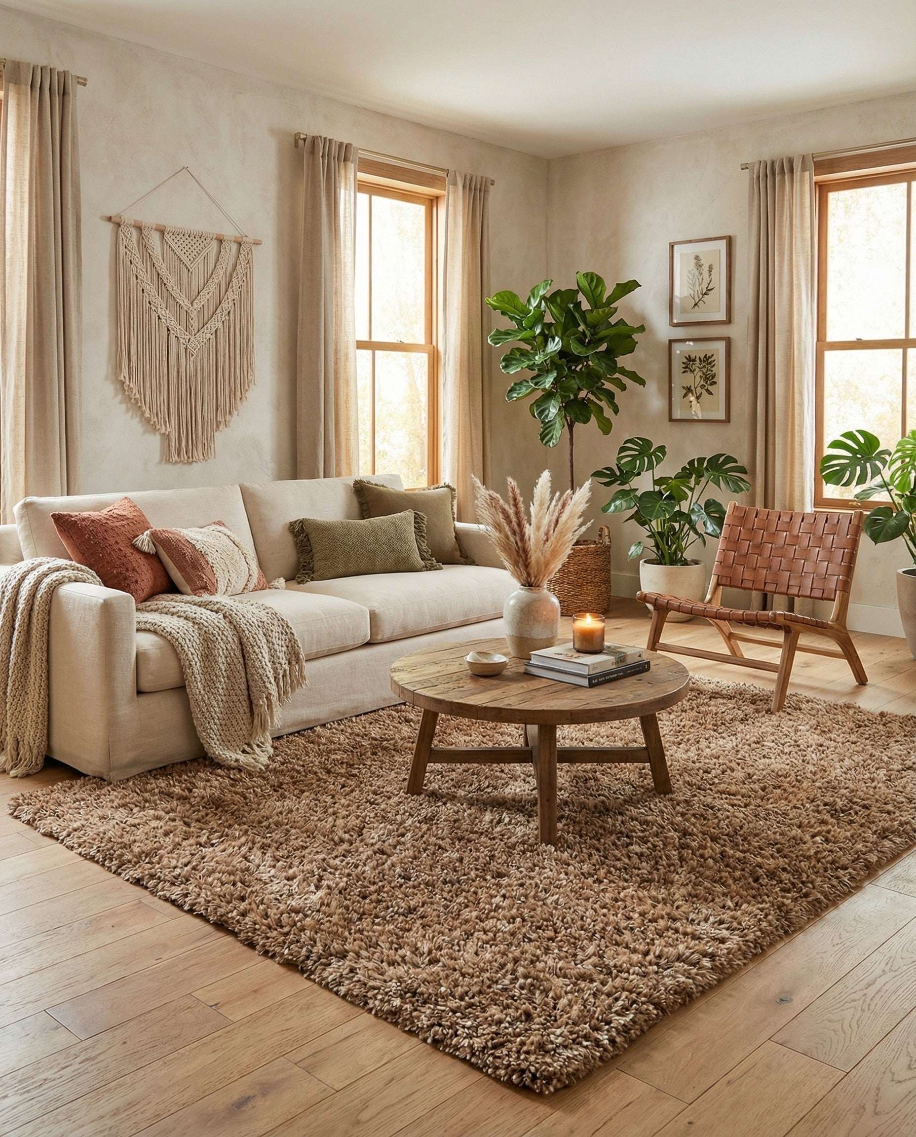  5' x 6' 10  Hand Knotted Solid Shag Oriental Rug