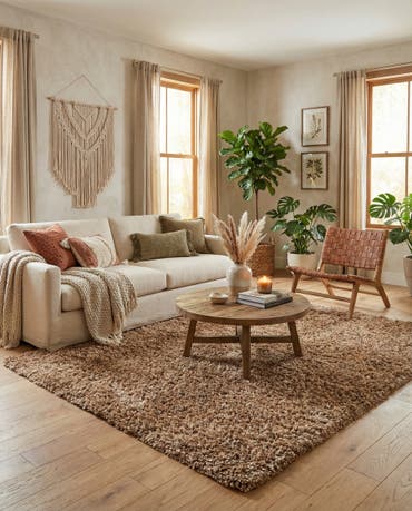  5' x 6' 10  Hand Knotted Solid Shag Oriental Rug