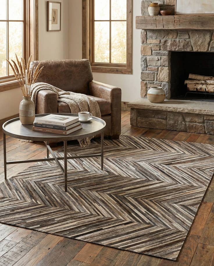 Detail image of 4' 3 x 6' Cowhide - Patchwork Rug