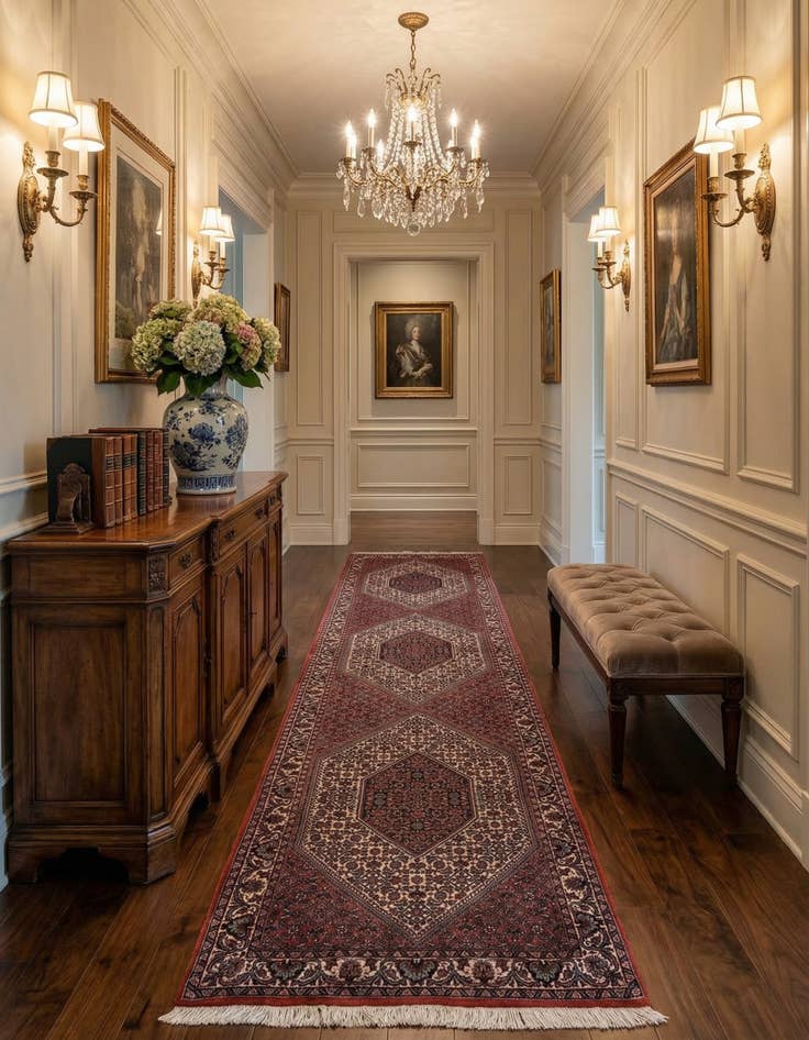 Detail image of 2' 7 x 10' 4 Bidjar With Silk Runner Rug