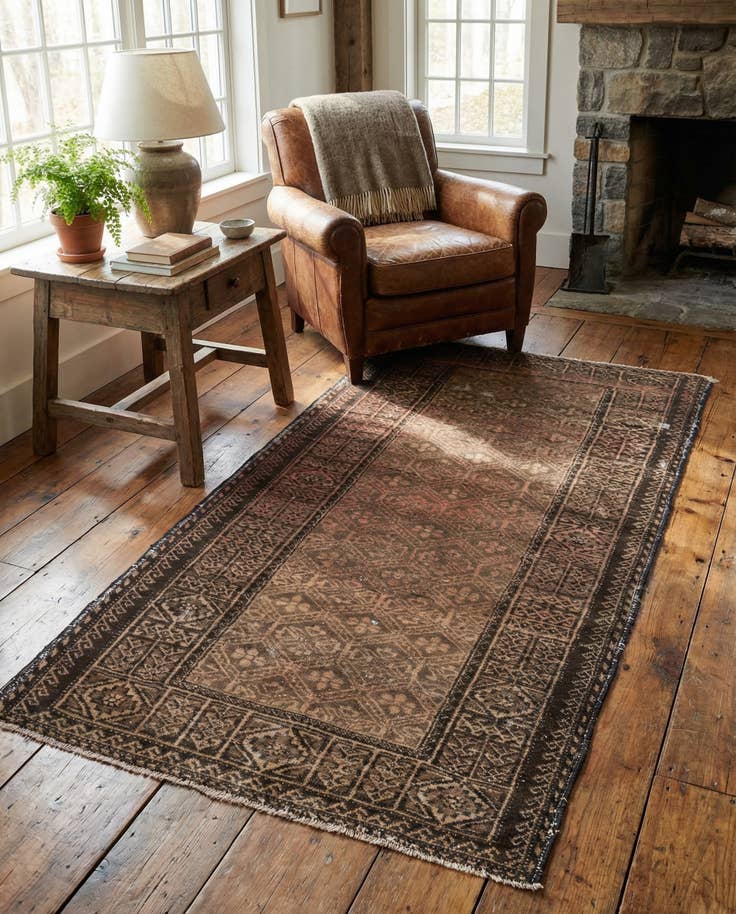 Detail image of 3' 2 x 5' 7 Hand Knotted Ultra Vintage Persian Wool Rug