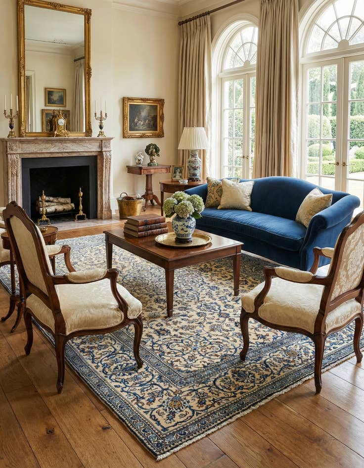 Detail image of 6' 3 x 9' 9 Kashan Wool Rug