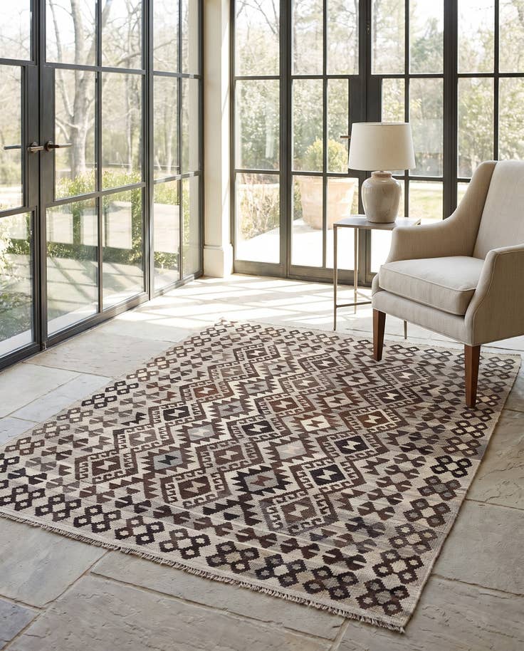 Detail image of 165cm x 200cm Tejido a mano Kilim Maymana Alfombra Lana