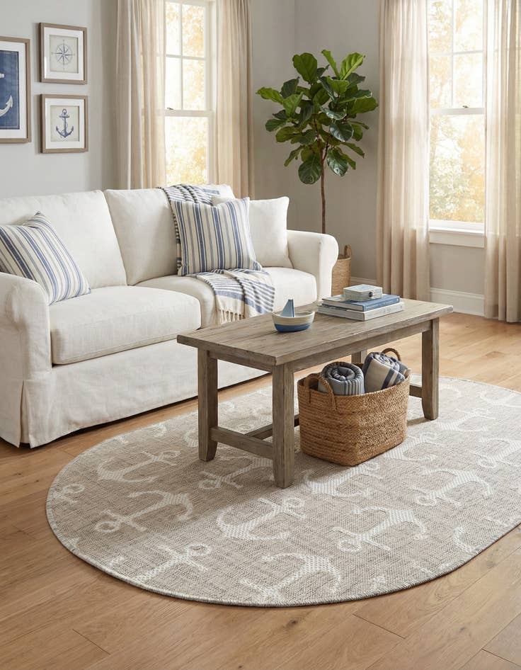 Detail image of 3' x 5' 3  Washable Coastal Indoor / Outdoor Oval Rug