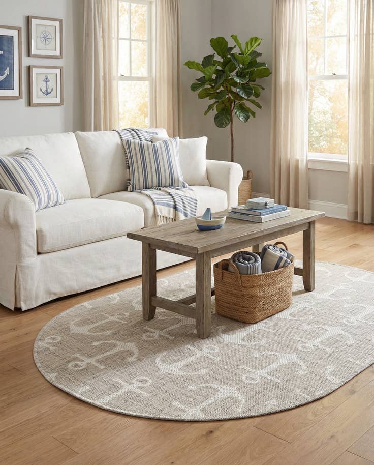 Detail image of 3' x 5' 3 Easy-Clean Coastal Indoor / Outdoor Oval Rug
