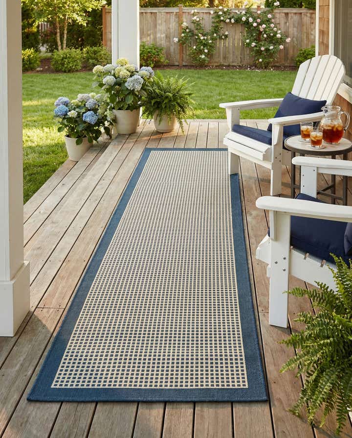 2' 7 x 10' Easy-Clean Border Indoor / Outdoor Runner Rug