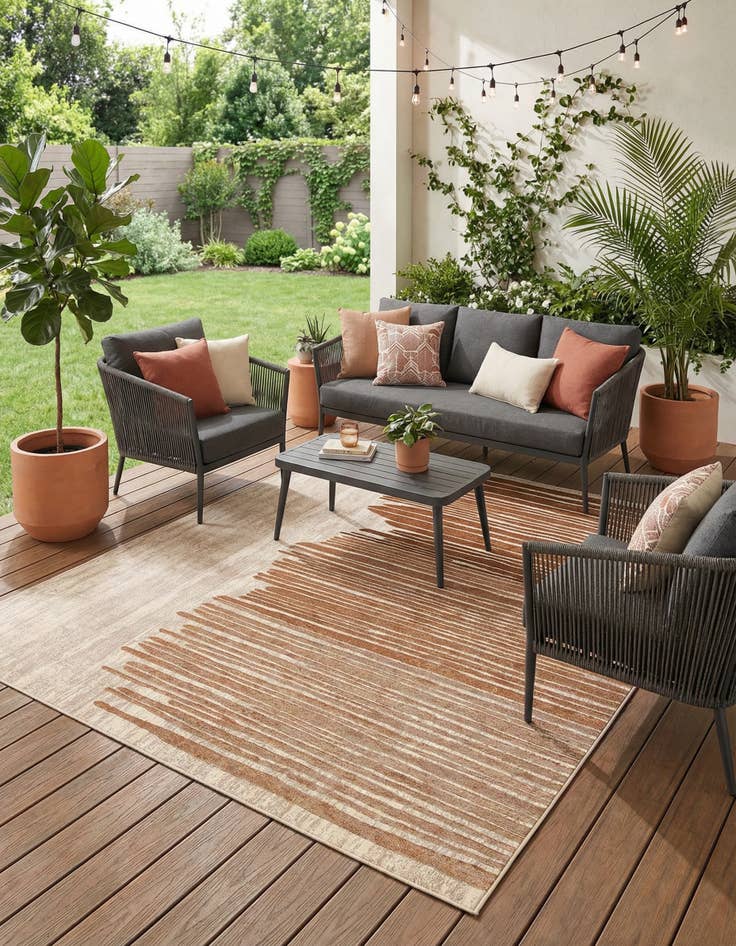 Detail image of 9' x 12'  Washable Modern Indoor / Outdoor Rug