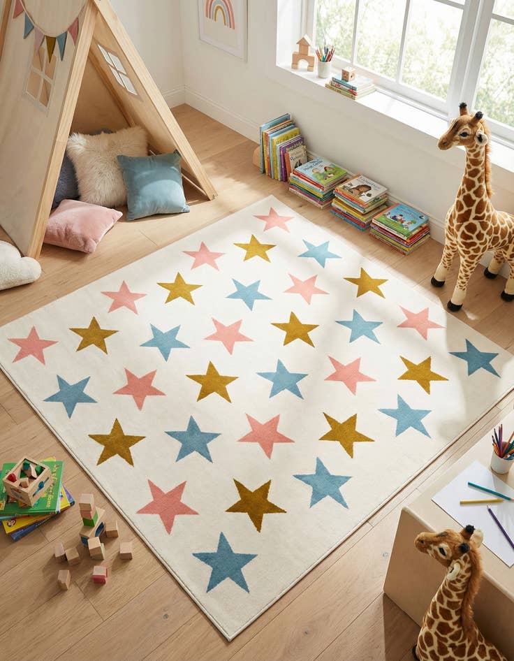 Detail image of 7' 10 x 7' 10 Whimsy Kids Square Rug