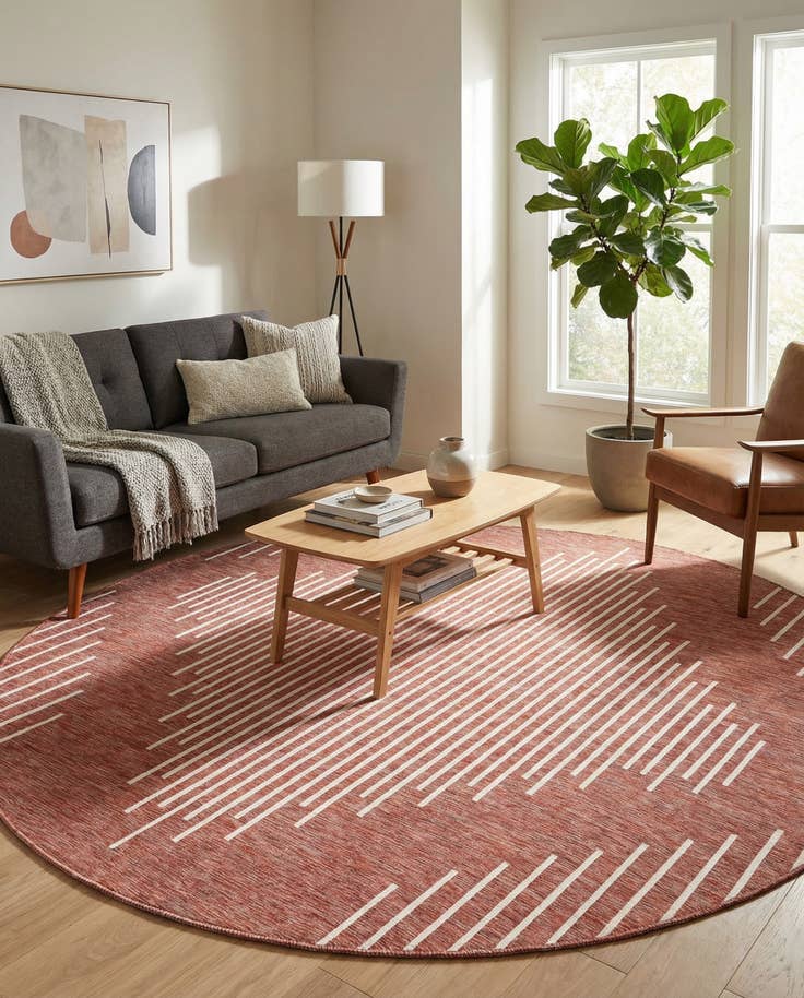 Detail image of 10' 8 x 10' 8 Easy-Clean Modern Indoor / Outdoor Round Rug