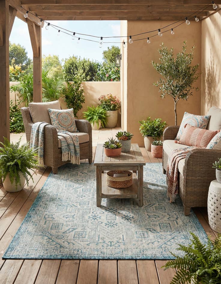 Detail image of  4' x 6'  Washable Aztec Indoor / Outdoor Rug