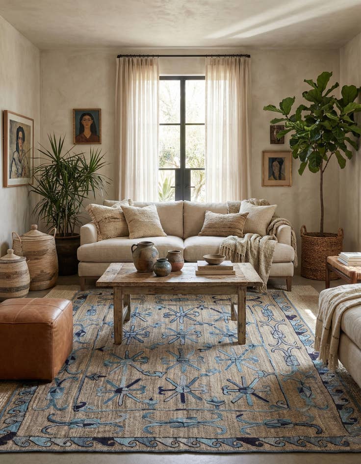 Detail image of 5' 2 x 6' 4  Hand Woven Kilim Suzani Wool Rug