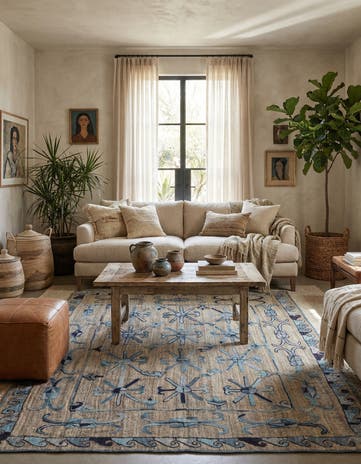 5' 2 x 6' 4 Hand Woven Kilim Suzani Wool Rug