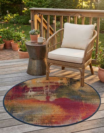 2' 7 x 2' 7 Easy-Clean Modern Indoor / Outdoor Round Rug