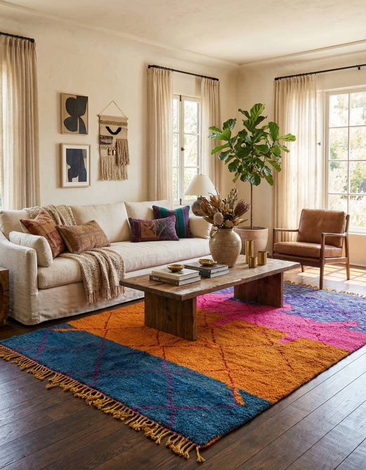 Detail image of 6' 6 x 9' 6  Hand Knotted Moroccan Wool Rug