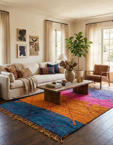 6' 6 x 9' 6 Hand Knotted Moroccan Wool Rug