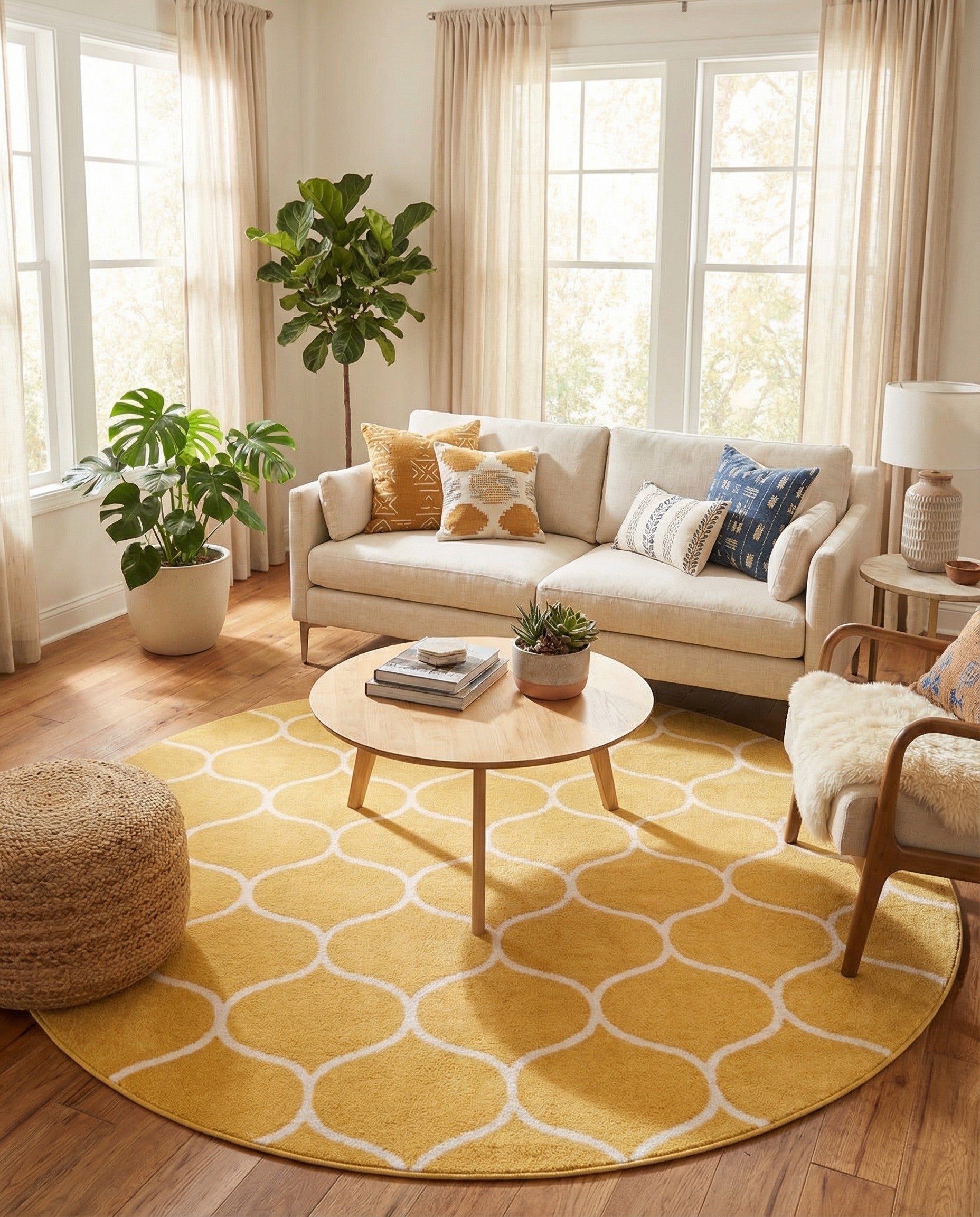  7' 10 x 7' 10 Lattice Frieze Round Rug