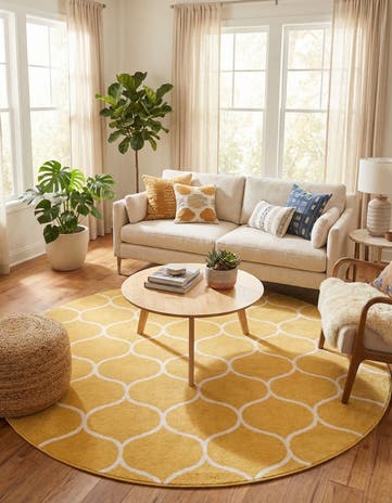 7' 10 x 7' 10 Lattice Frieze Round Rug