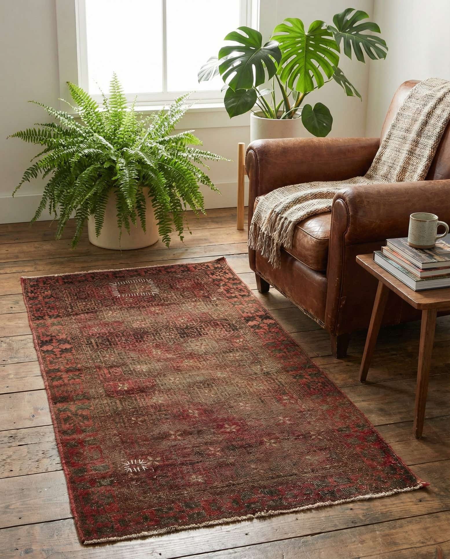 2' 4 x 4' 9 Hand Knotted Ultra Vintage Persian Wool Runner Rug