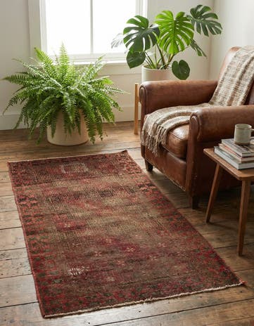 2' 4 x 4' 9 Hand Knotted Ultra Vintage Persian Wool Runner Rug