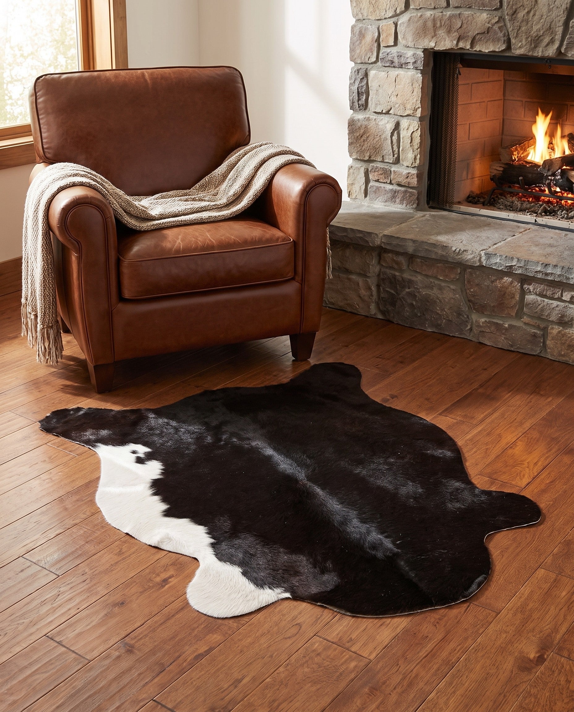 2' 1 x 2' 10 Cowhide Leather Rug