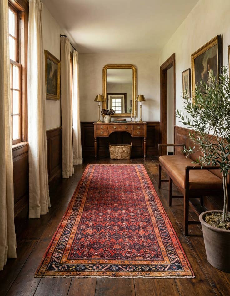 Detail image of 3' 10 x 12' 10 Hamedan Runner Rug