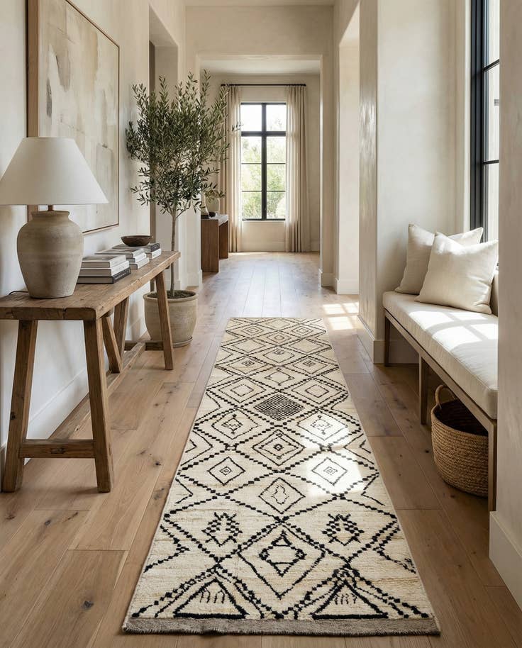 Detail image of 3' 1 x 15' 10 Hand Knotted Moroccan Wool Runner Rug