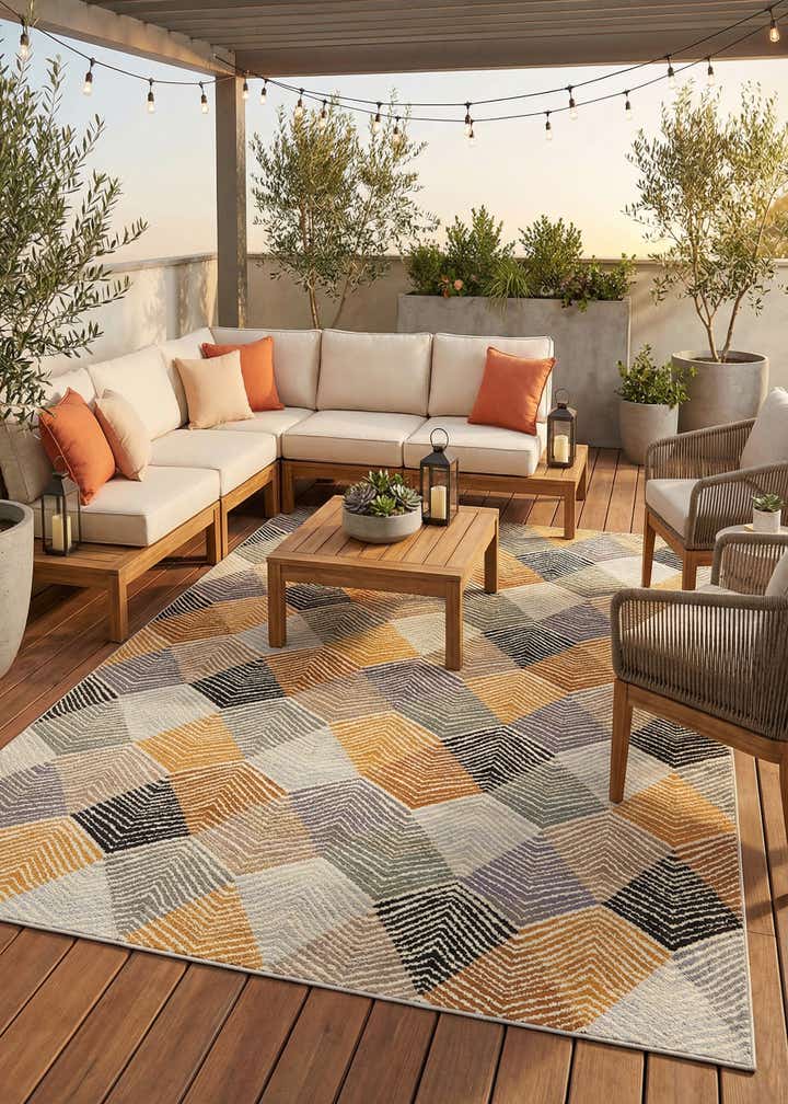 7' 10 x 10' Easy-Clean Modern Indoor / Outdoor Rug