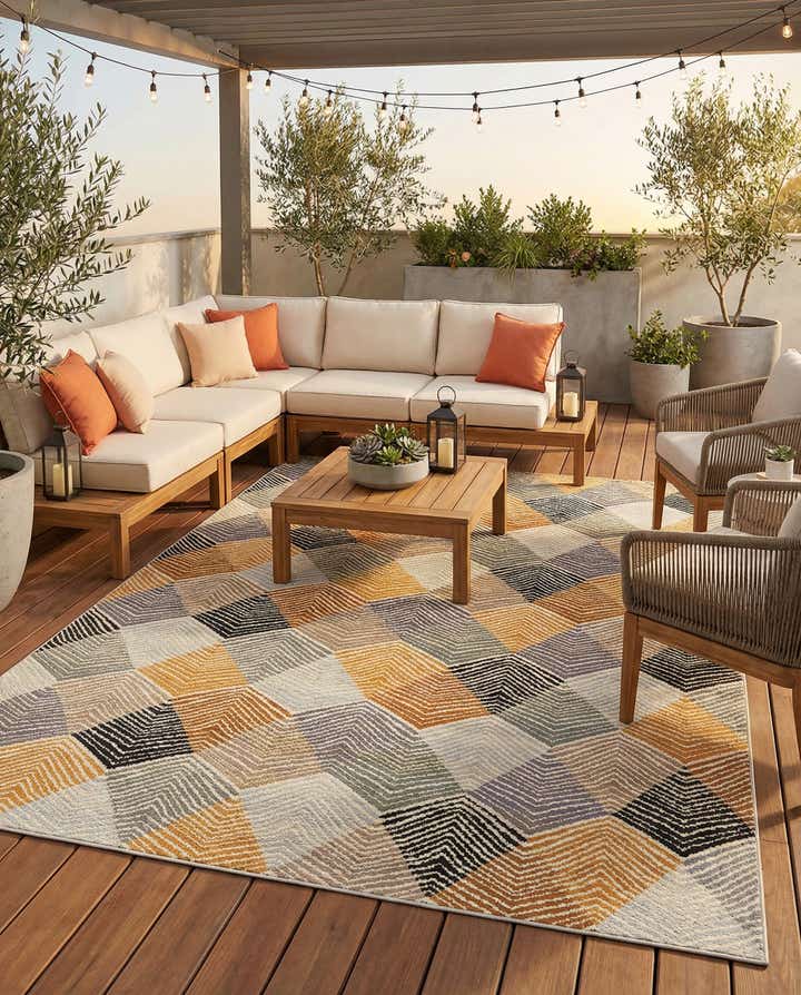 7' 10 x 10' Easy-Clean Modern Indoor / Outdoor Rug