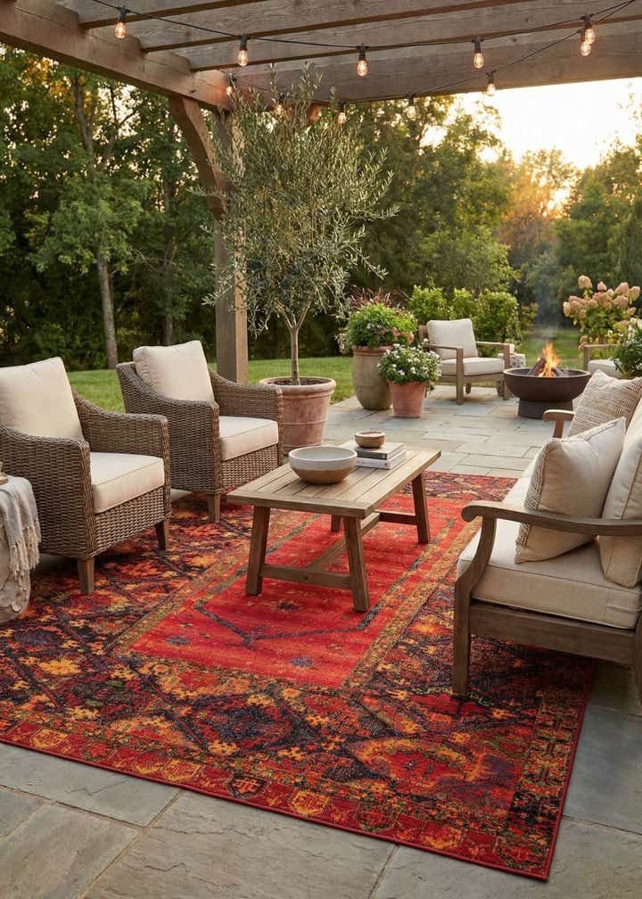 10' x 14' Easy-Clean Tribal Indoor / Outdoor Rug