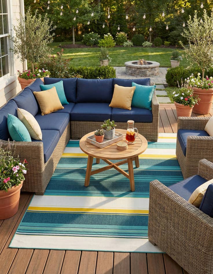 Detail image of 9' x 12'  Washable Border Indoor / Outdoor Rug