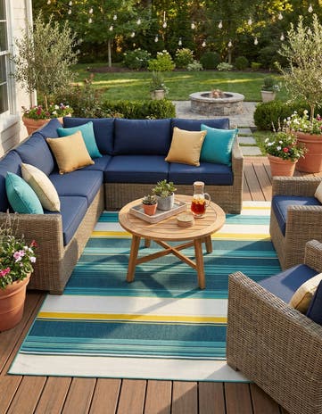 9' x 12' Easy-Clean Border Indoor / Outdoor Rug