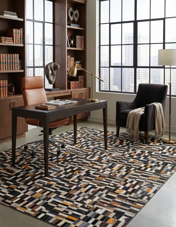 Detail image of  5' x 8' Cowhide - Patchwork Rug