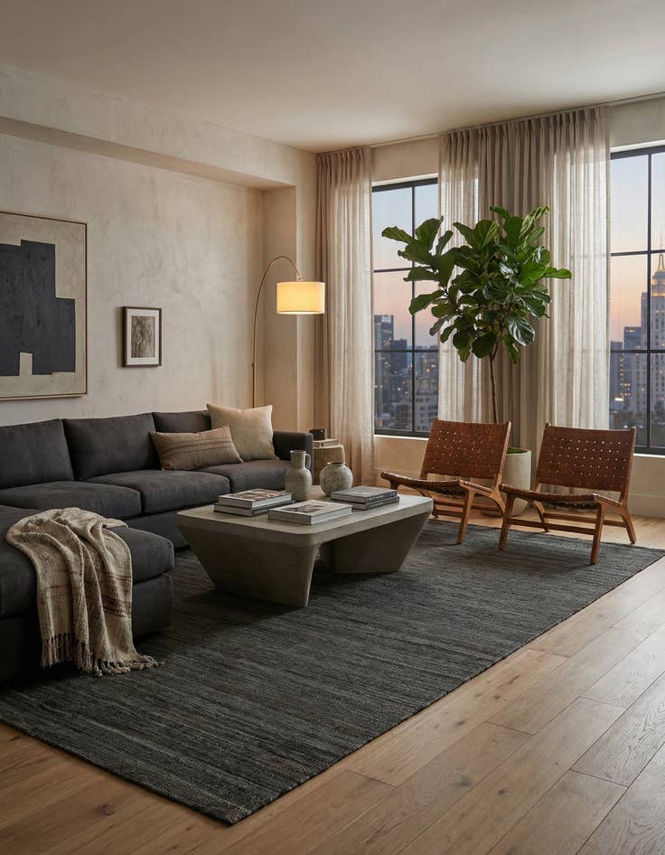 Detail image of 4' 8 x 6' 1  Hand Woven Kilim Modern Wool Rug