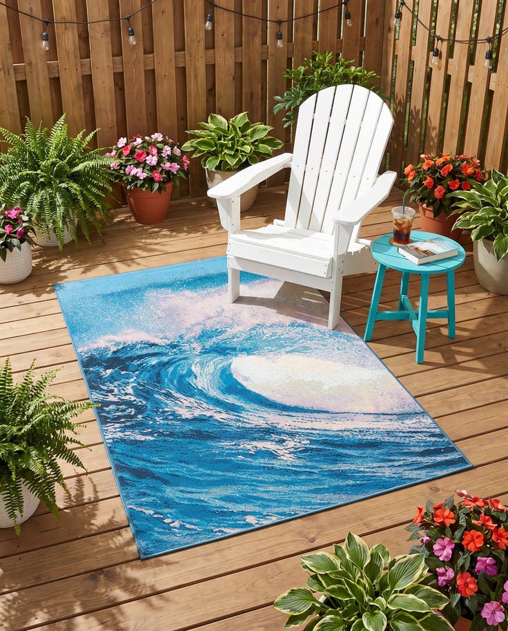 Detail image of 4' 1 x 6' 1 Easy-Clean Modern Indoor / Outdoor Rug