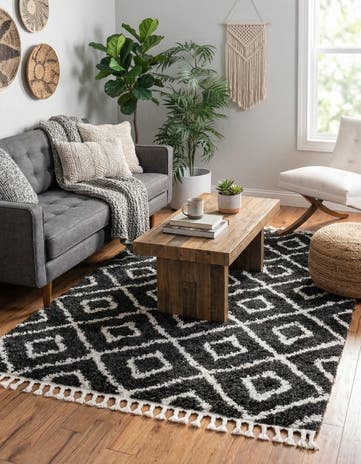 Black and White Athena Shag Rug