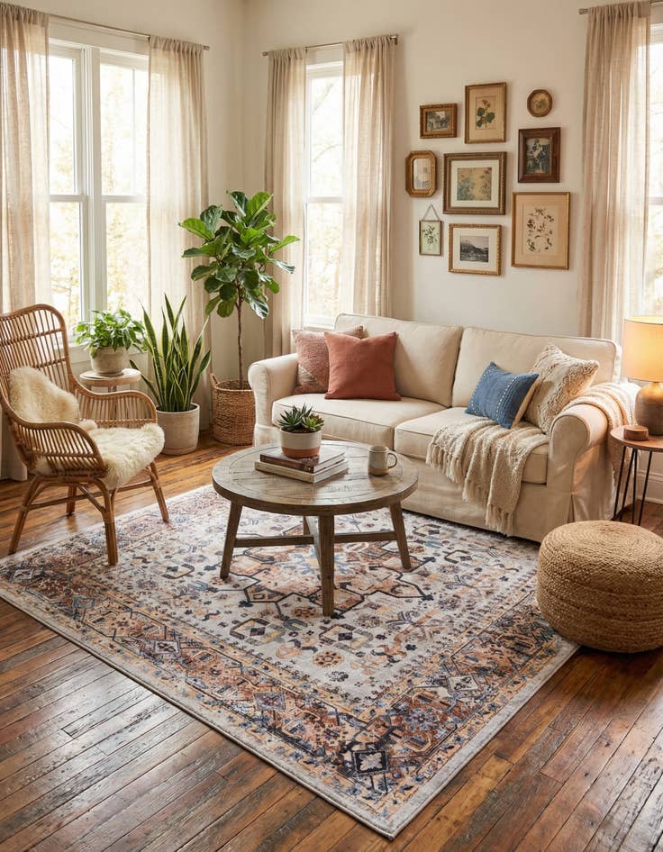 Detail image of 7' 1 x 7' 1  Washable Yara Square Rug