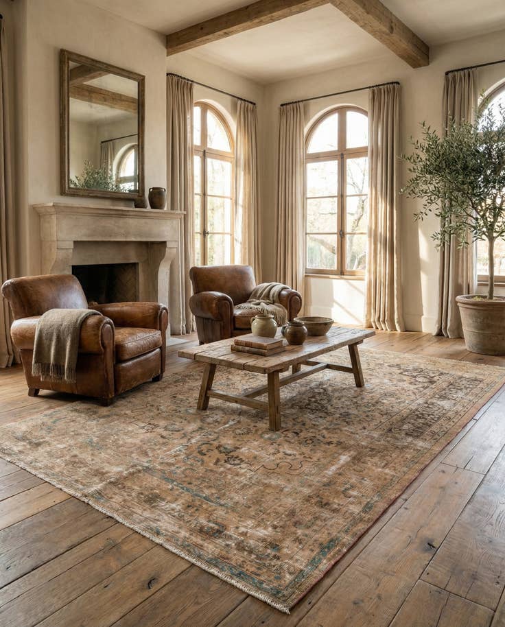 Detail image of 6' 8 x 9' 4 Hand Knotted Ultra Vintage Persian Wool Rug