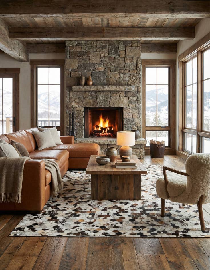 Detail image of  5' x 8' Cowhide Leather Rug