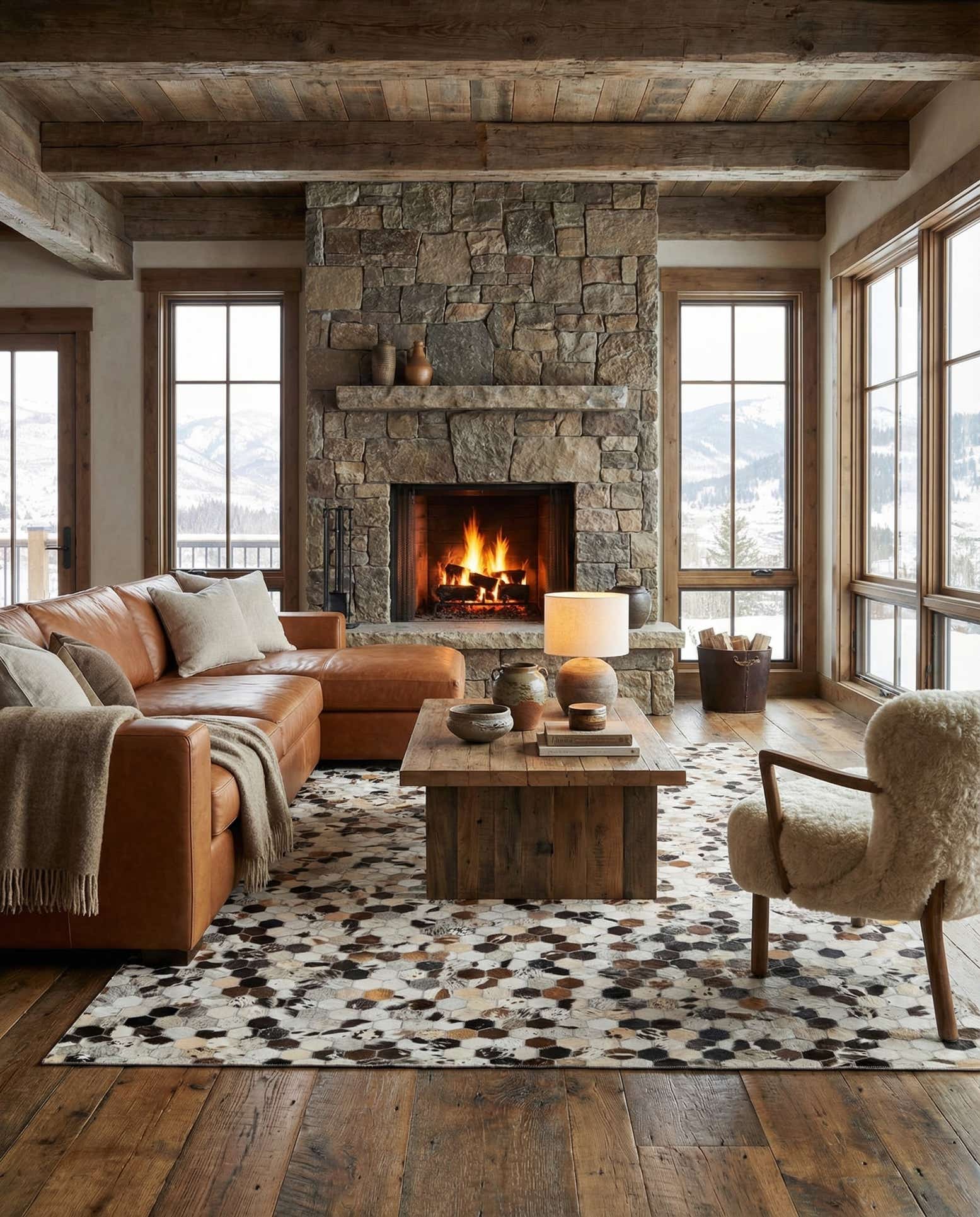 5' x 8' Cowhide Leather Rug