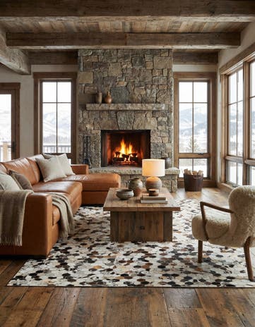5' x 8' Cowhide Leather Rug