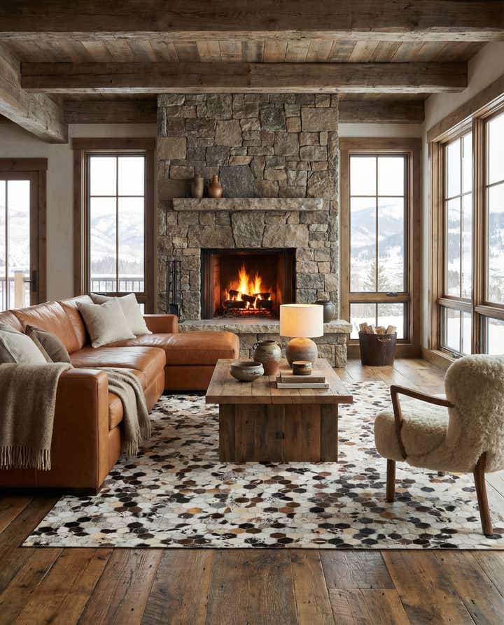 5' x 8' Cowhide Leather Rug