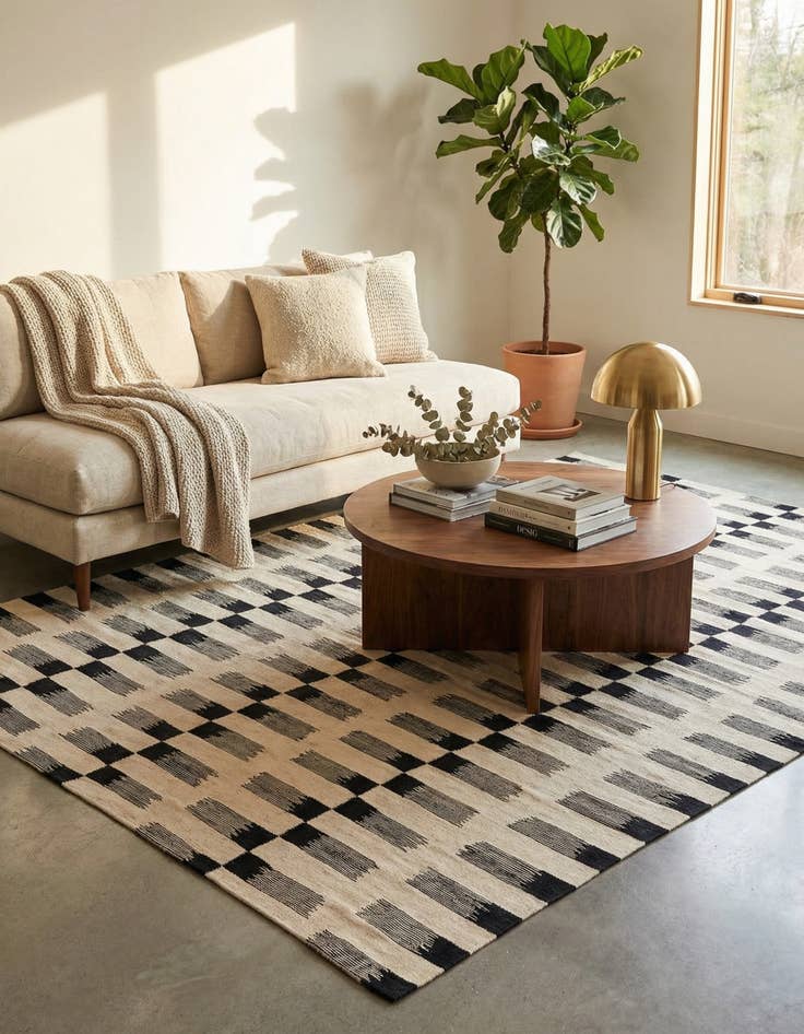 Detail image of 5' 8 x 7' 9  Hand Woven Kilim Modern Wool Rug