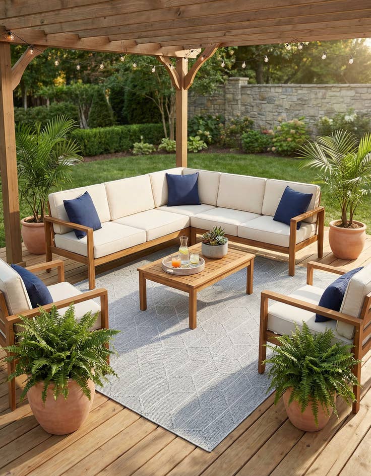 Detail image of 7' 10 x 7' 10  Washable Trellis Indoor / Outdoor Square Rug