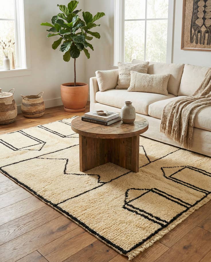 Detail image of 5' 6 x 7' 5 Hand Knotted Moroccan Wool Rug