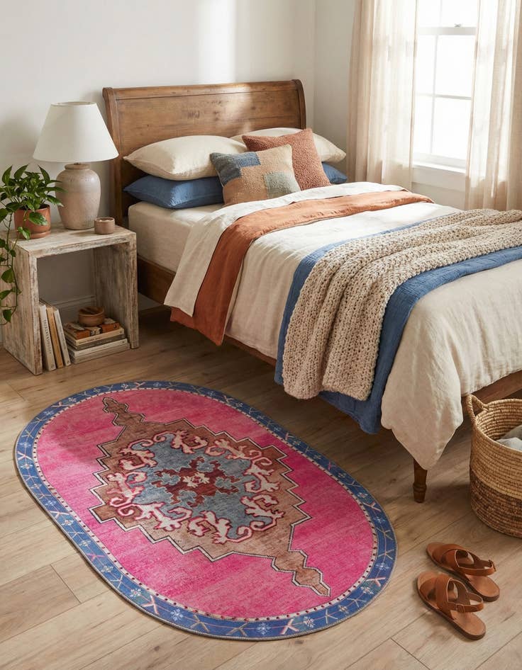 Detail image of 2' x 3' Washable Timeless Oval Rug