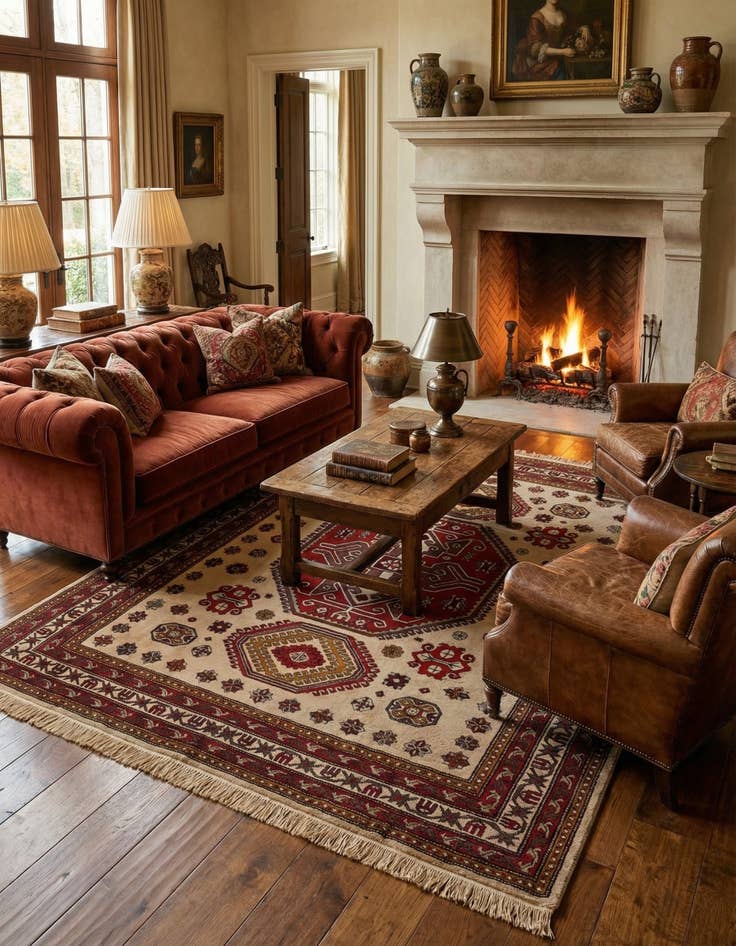 Detail image of 8' 5 x 10' 4 Hand Knotted Heriz Wool Rug