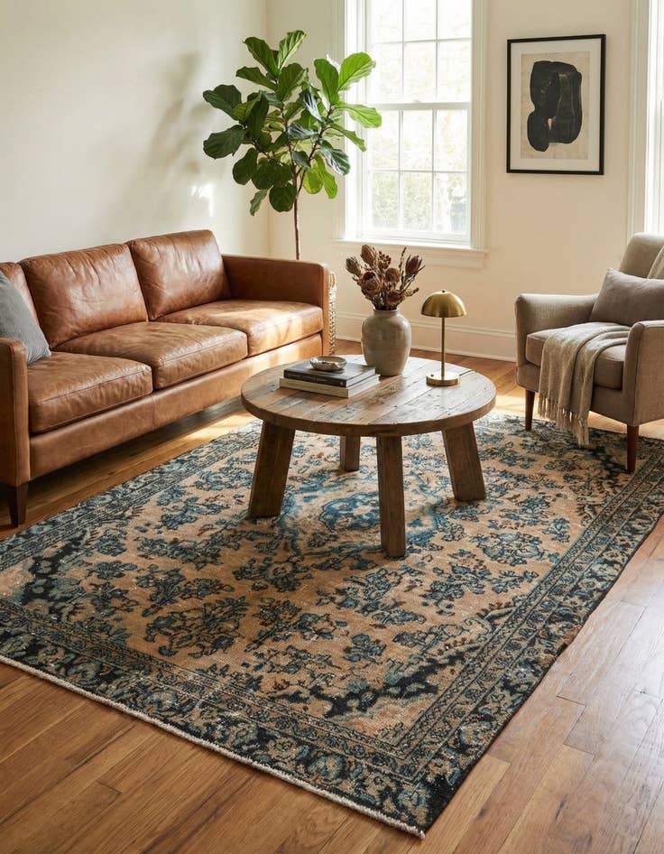 Detail image of 6' 1 x 9'  Hand Knotted Ultra Vintage Persian Wool Rug