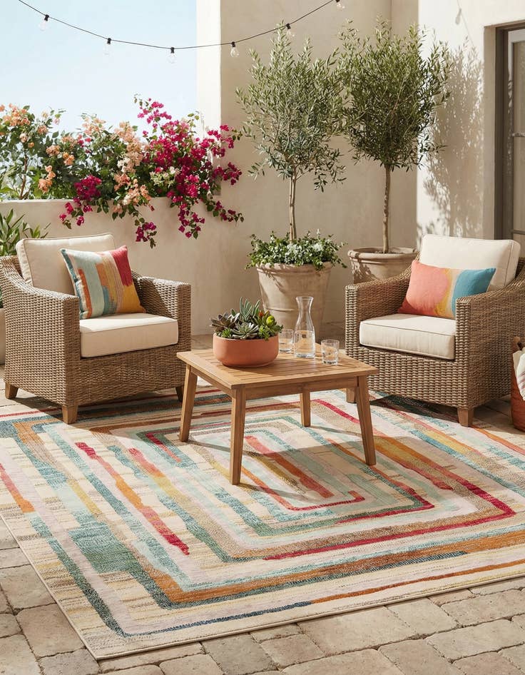 Detail image of 10' x 10'  Washable Casablanca Indoor / Outdoor Square Rug