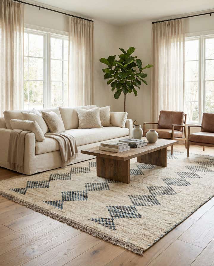 7' x 9' 7 Hand Knotted Moroccan Wool Rug