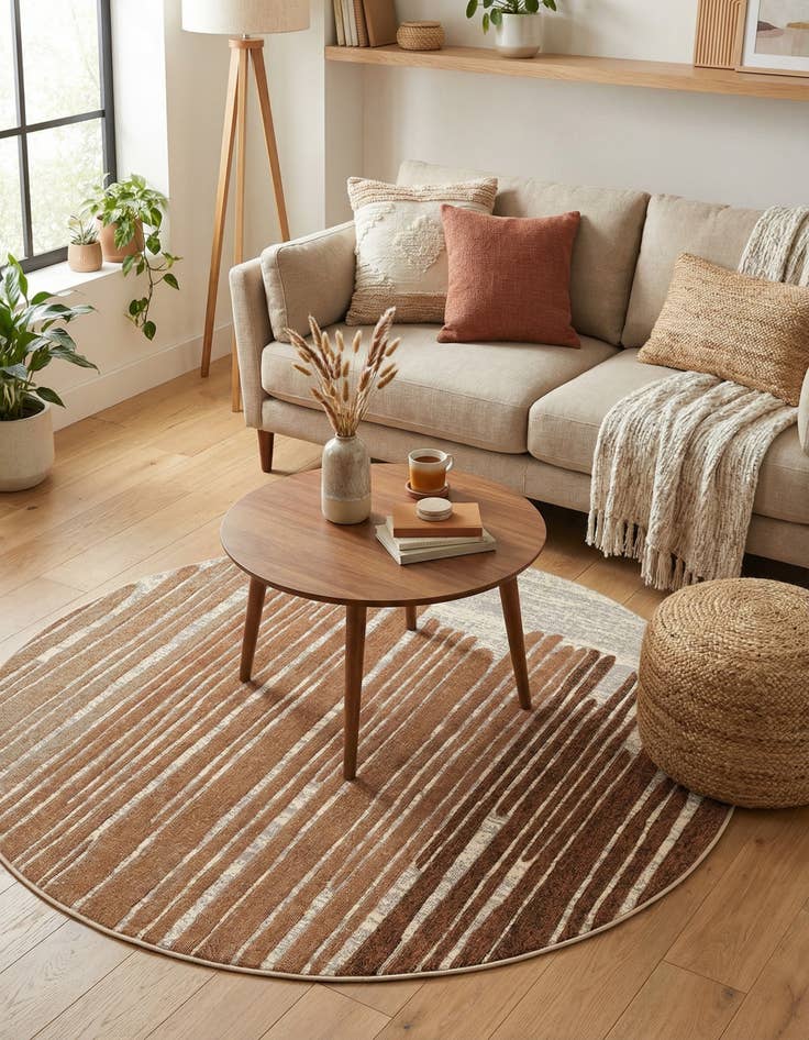 Detail image of  5' x 5'  Washable Modern Indoor / Outdoor Round Rug